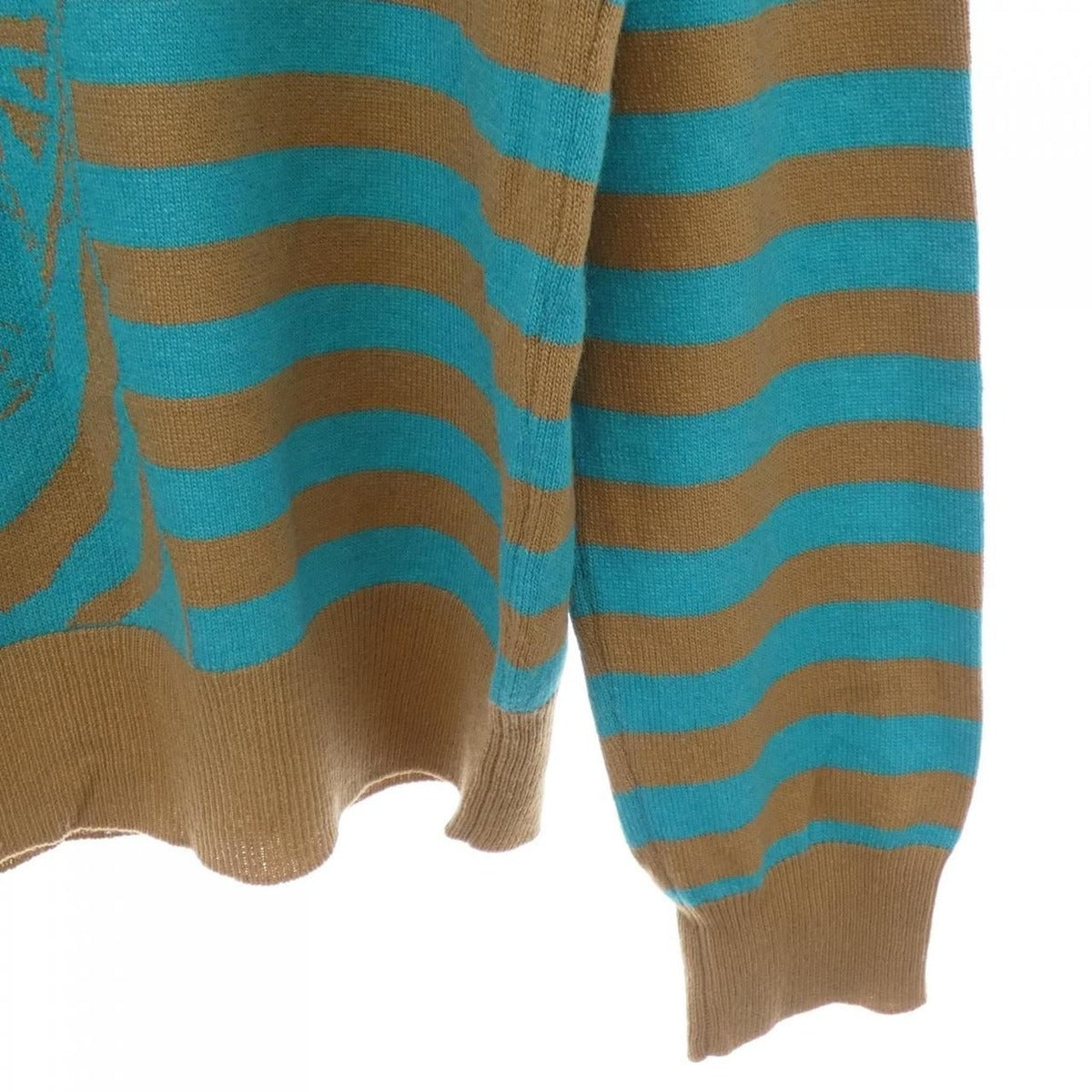 Hermes Knit Sweater Cashmere Beige Green Border — view 6