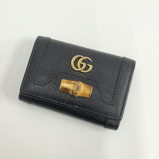 Gucci Key Case Leather Black Holder