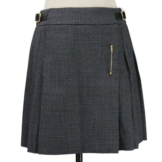 Celine Pin Detail Pleated Wool Wrap Skirt 2 W Size 36 Grey