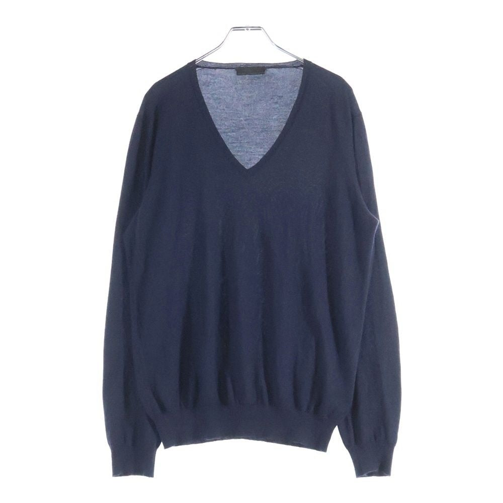Prada Silk Blend Cashmere V-neck Pullover Long Sleeve Knit Sweater
