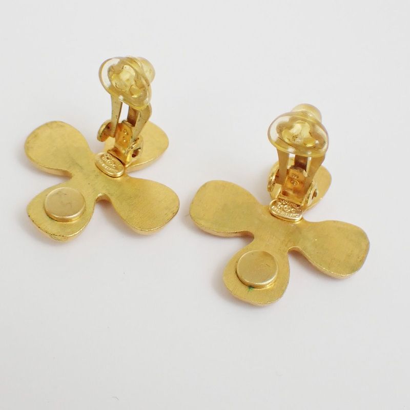 Chanel Earrings CC Gold Stones Flower 86fa446