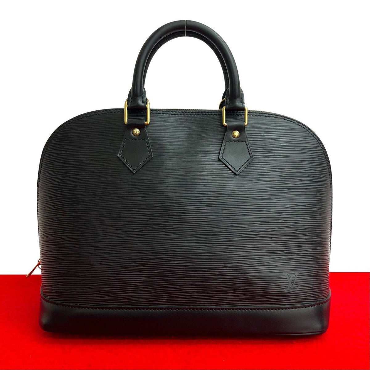 Louis Vuitton Vintage Alma Epi Leather Boston Bag Black