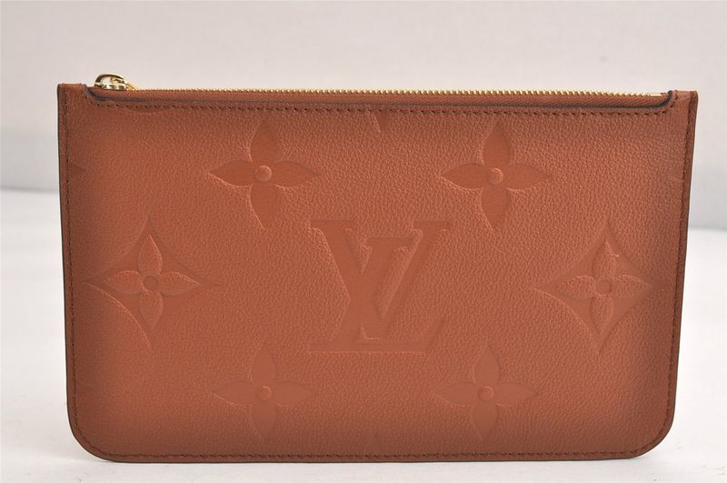 Louis Vuitton Monogram Empreinte Neverfull Pouch Wallet Brown LV 3394n