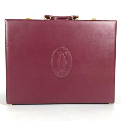 Cartier Handbag Logo Trunk Leather Wine Red