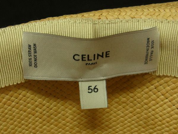 Celine Triomphe 100% Straw Medium Fold Over Hat Size Indicated 56 Beige At5931