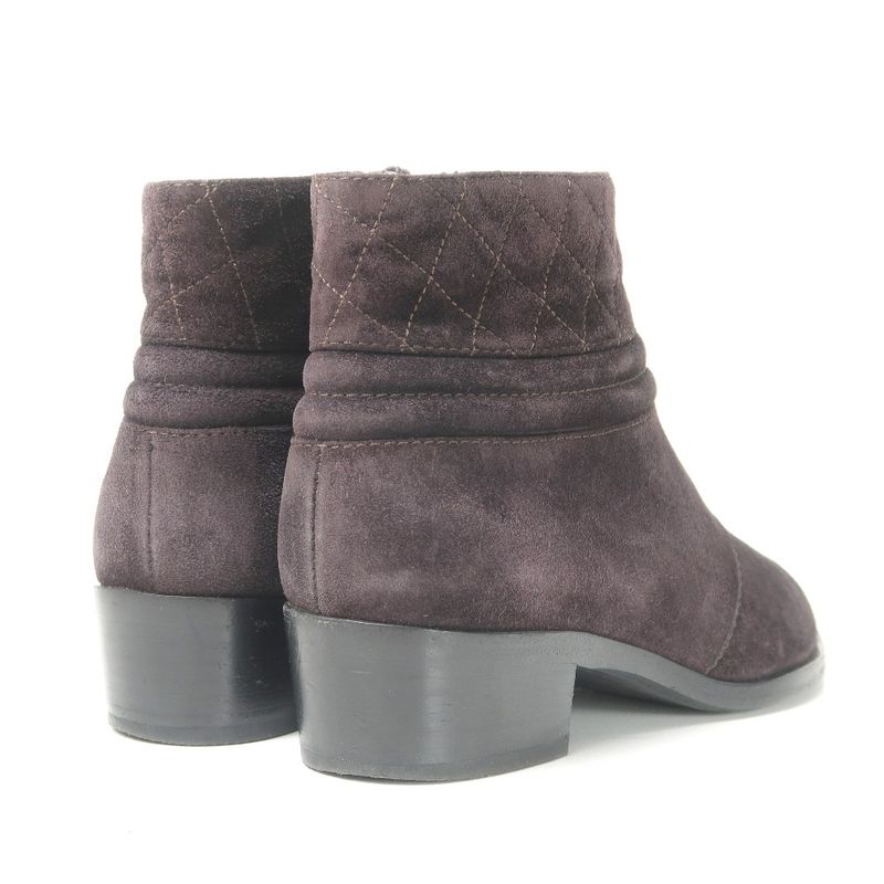 Chanel Boots Size 35 1 2 C Coco Mark Matelasse Quilted Suede Leather Side Zip