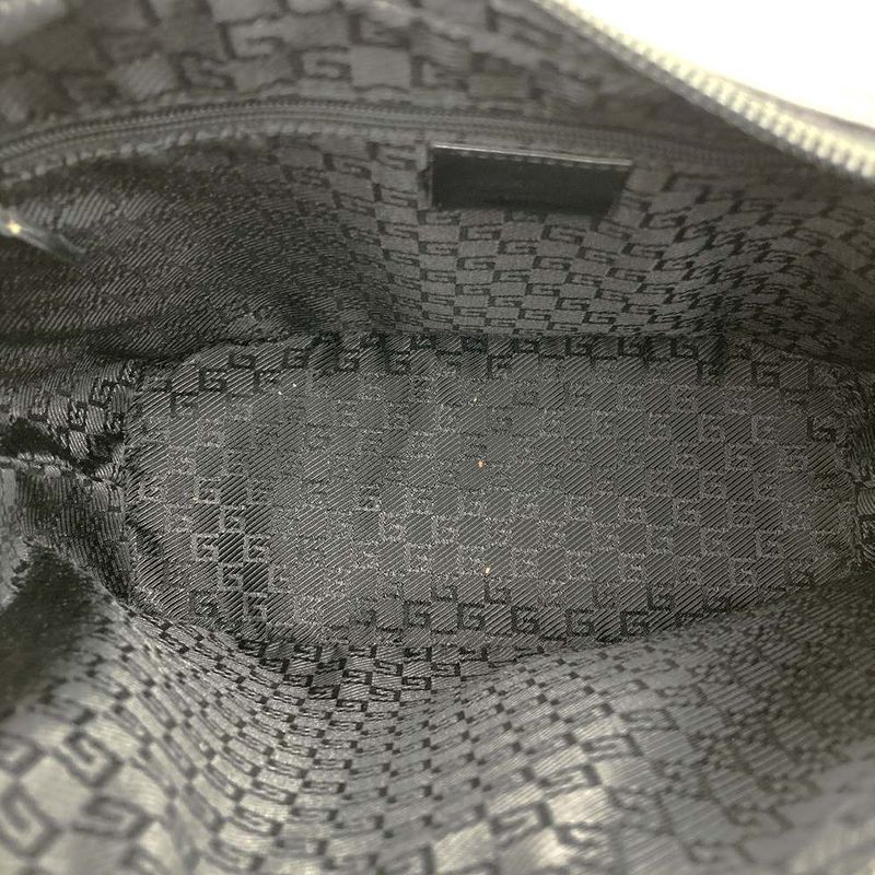 Gucci 001-4204 Shoulder Bag One Shoulder Gray Black Canvas Leather Fashion