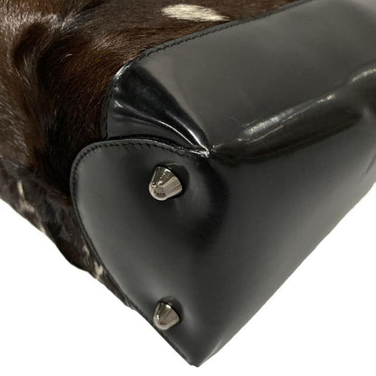 Dior/christian Dior Handbag Lady Dior Large Bag Dark Brown X White X Black