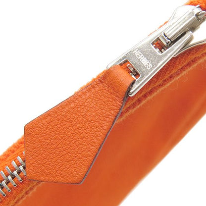 Hermes Handbag Valparaiso PM Twirl Chevron Leather Orange Silver Hardware G