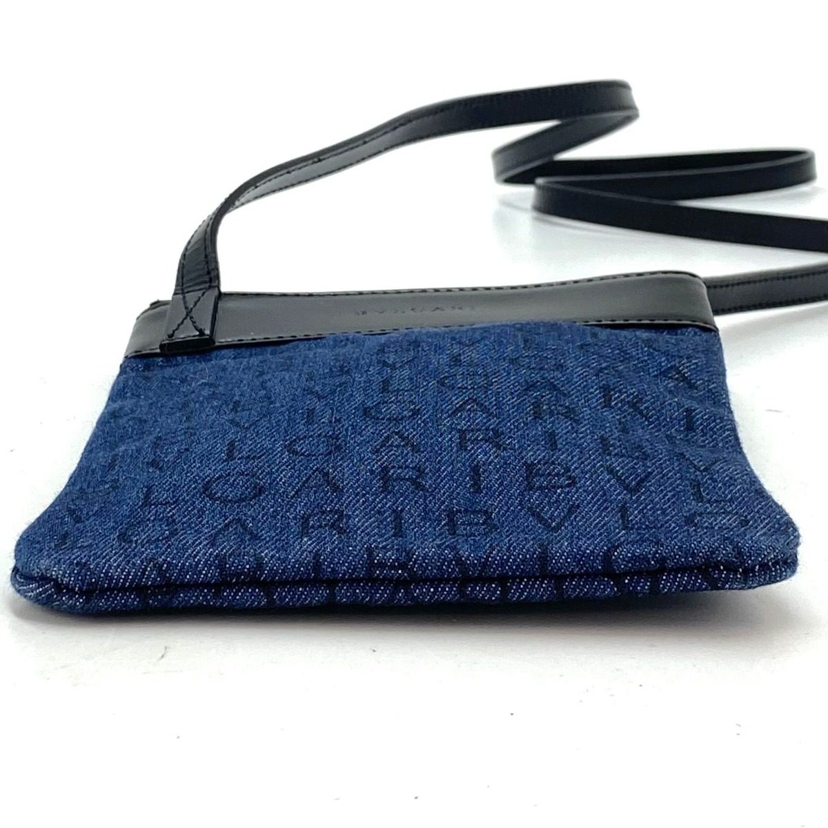 Bvlgari Bulgari Shoulder Bag Logo Mania Denim Blue Pochette Smartphone — view 5