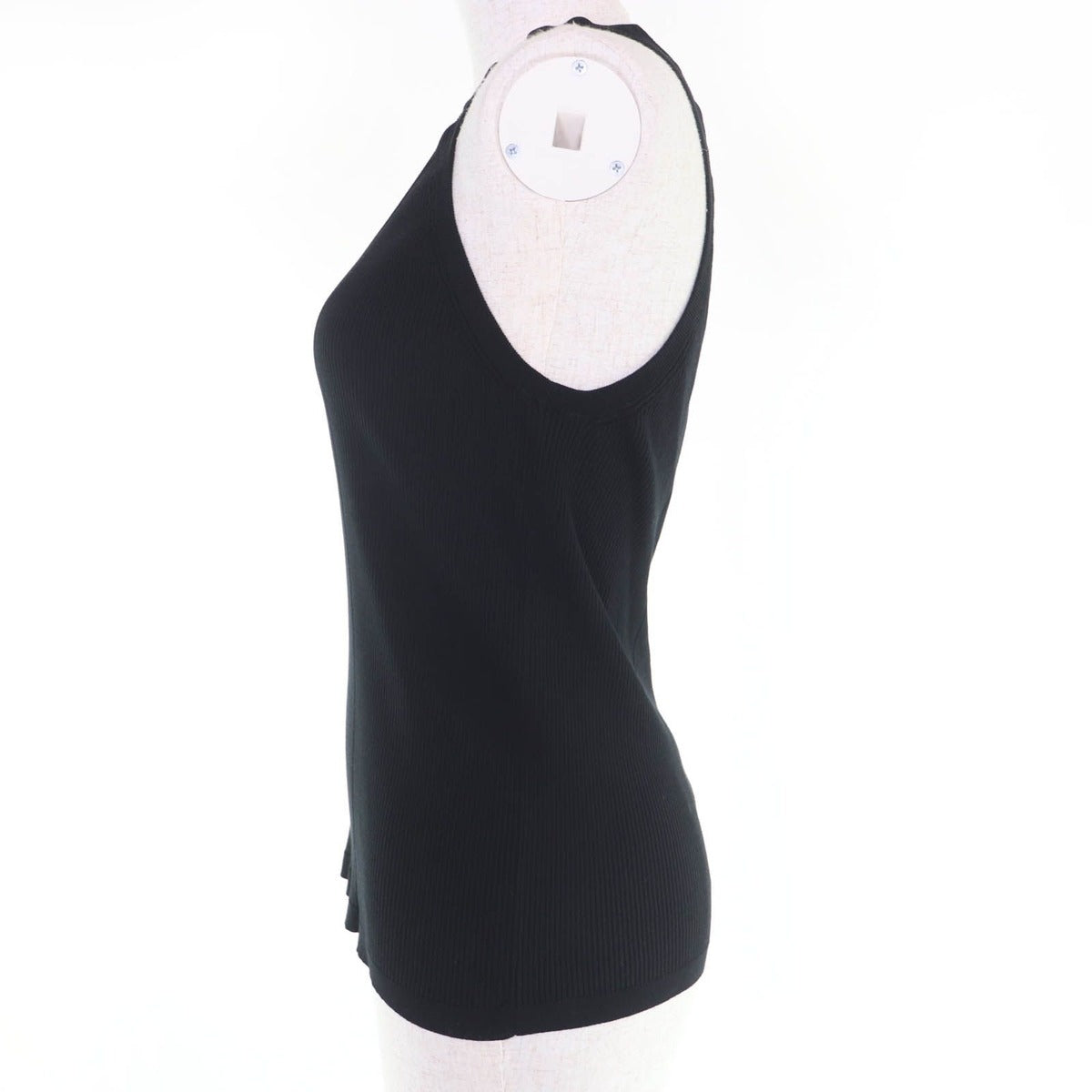 Chanel Cotton CC Logo Sleeveless Knit Top Black 42 Hat — view 2