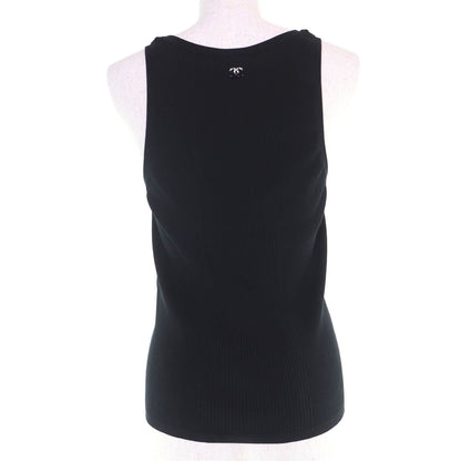 Chanel Cotton CC Logo Sleeveless Knit Top Black 42 Hat — view 3