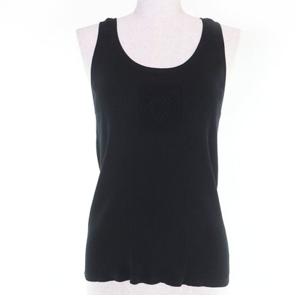 Chanel Cotton CC Logo Sleeveless Knit Top Black 42 Hat