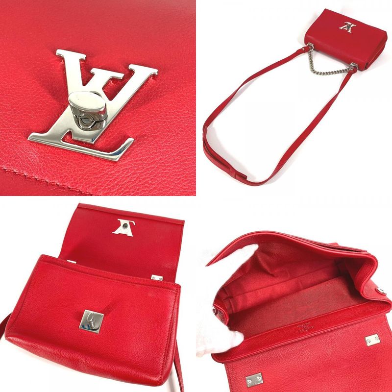 Louis Vuitton Handbag Lock Me 2 BB M51202 Calf Leather Ruby Red