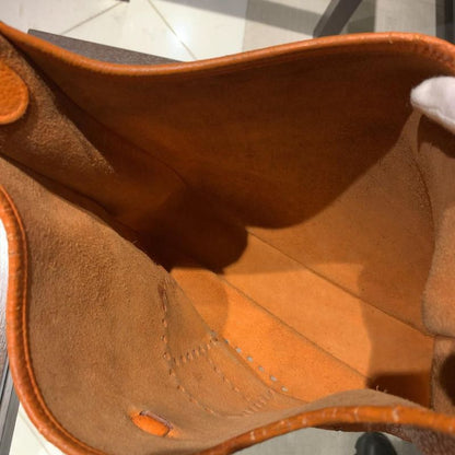 Authentic Hermes Evelyn GM Shoulder Bag Orange Brown