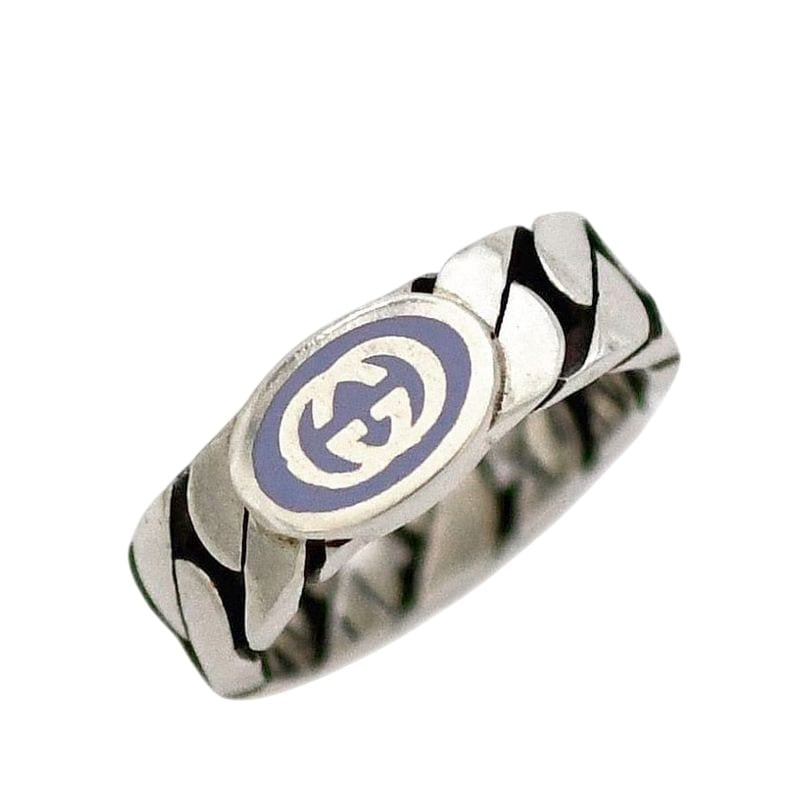 Gucci Ring Silver Purple Interlocking