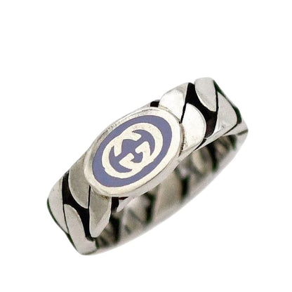 Gucci Ring Silver Purple Interlocking