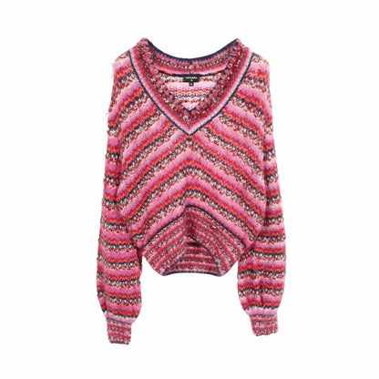 Chanel Knit Top CC Logo Button Silk Purple Multi-color