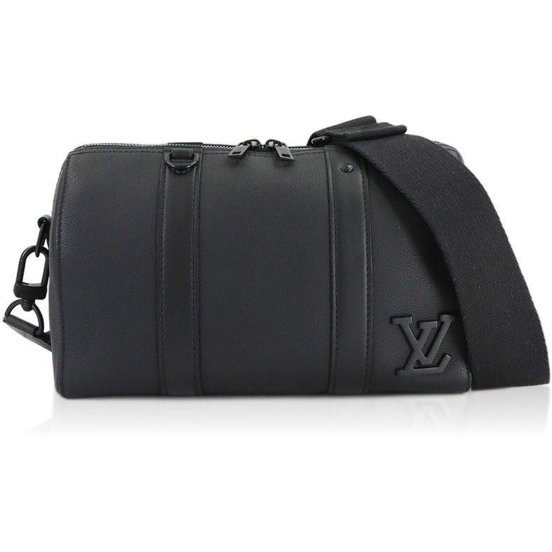 Louis Vuitton City Keepall Shoulder Bag Aerogram Leather Black