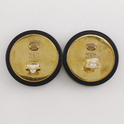 Chanel Coco Mark Vintage Gold Plated Black 28 Ladies 43.0g Earring