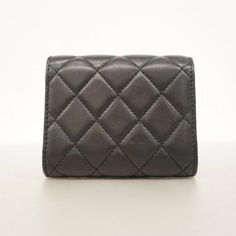 Chanel Trifold Wallet Chanel 19 Lambskin Black Gold Hardware Women