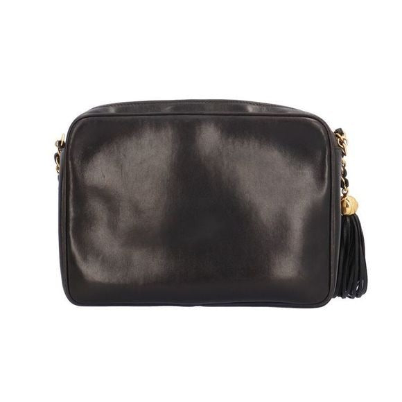 Chanel Triple Coco Mark Fringe Shoulder Bag Lambskin Black Ladies Chanel