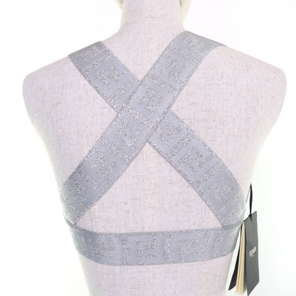 Fendi Faf119 Zucca Pattern FF Logo Tank Top Silver 40 Genuine