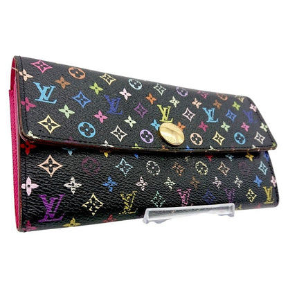 Louis Vuitton Sarah Multicolor Long Wallet Monogram Black