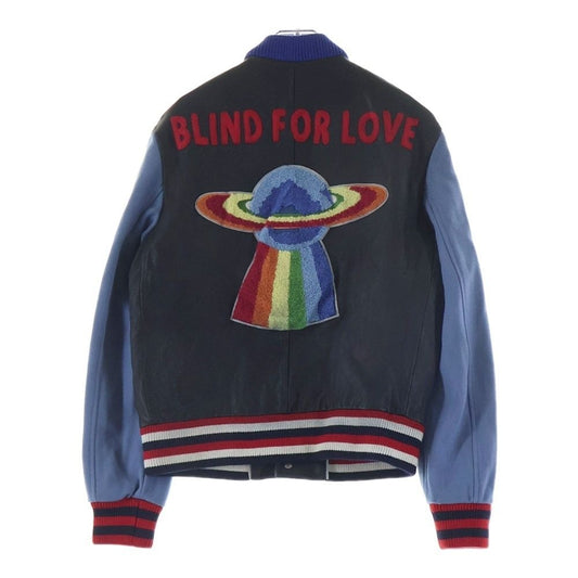 Gucci Leather Stadium Jacket Black