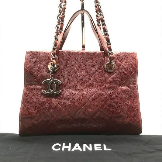 Chanel CC Logo Caviar Leather Vintage 2-Way Bag Gold Bag