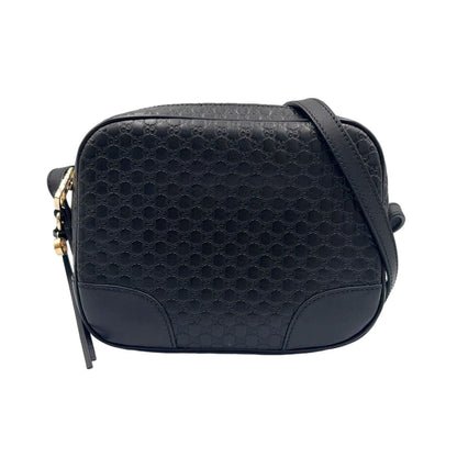 Gucci Micro Guccissima Leather Black Shoulder Bag Gold