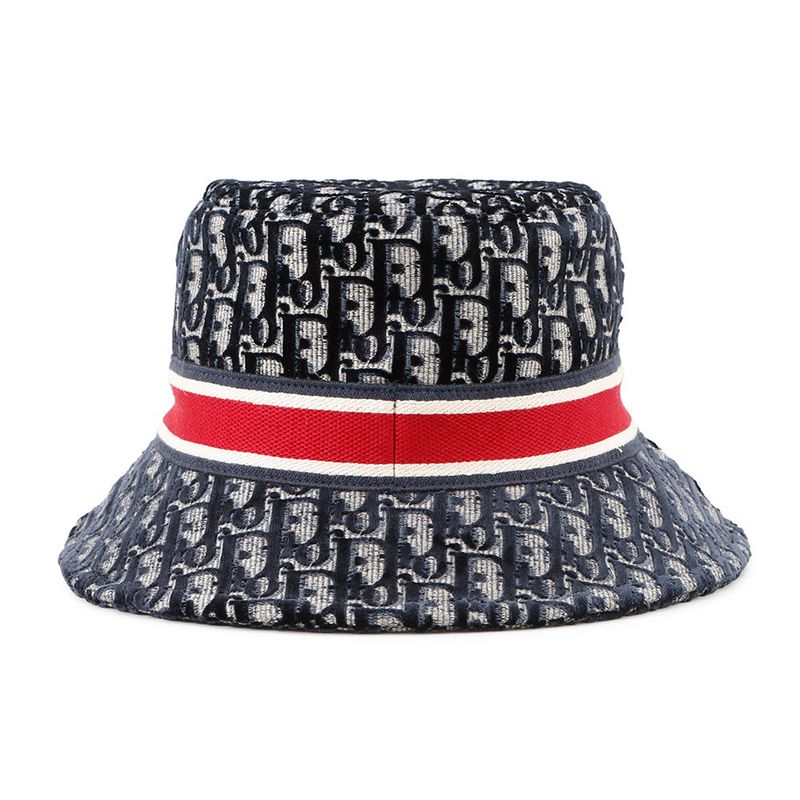 Dior Hat Oblique Trotter Velour 58 Hat Navy Red