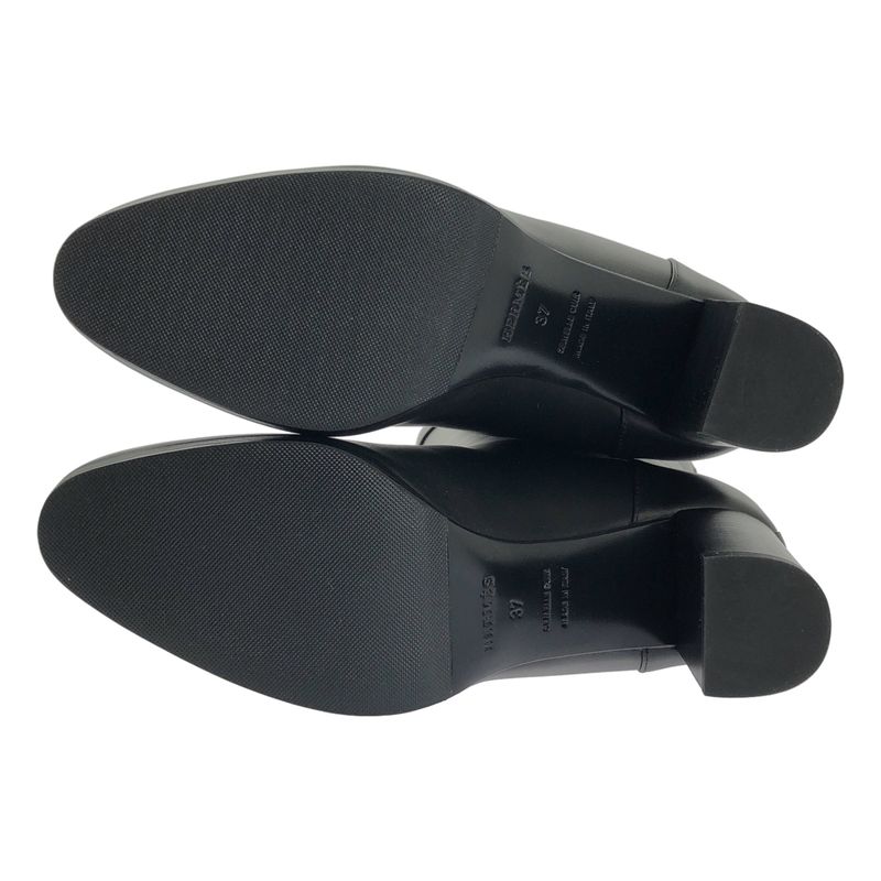 Hermes Story Kelly Hardware Leather Long Boots - 37 - Black - Women's