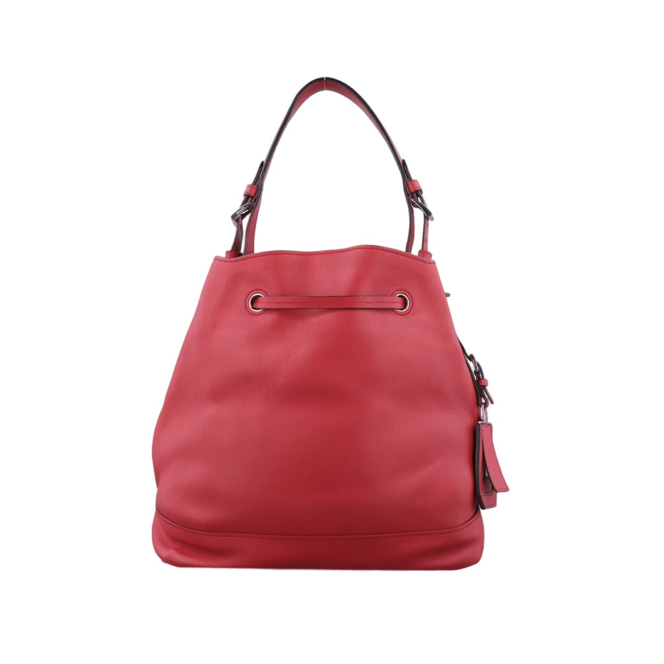 Prada Tassel Drawstring Bucket Red Leather Messenger — view 2