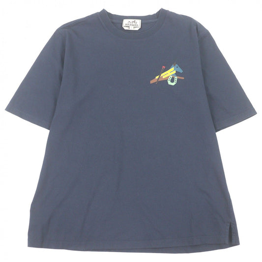 Hermes Cotton Lamb Leather Horse Patch Short Sleeve Shirt