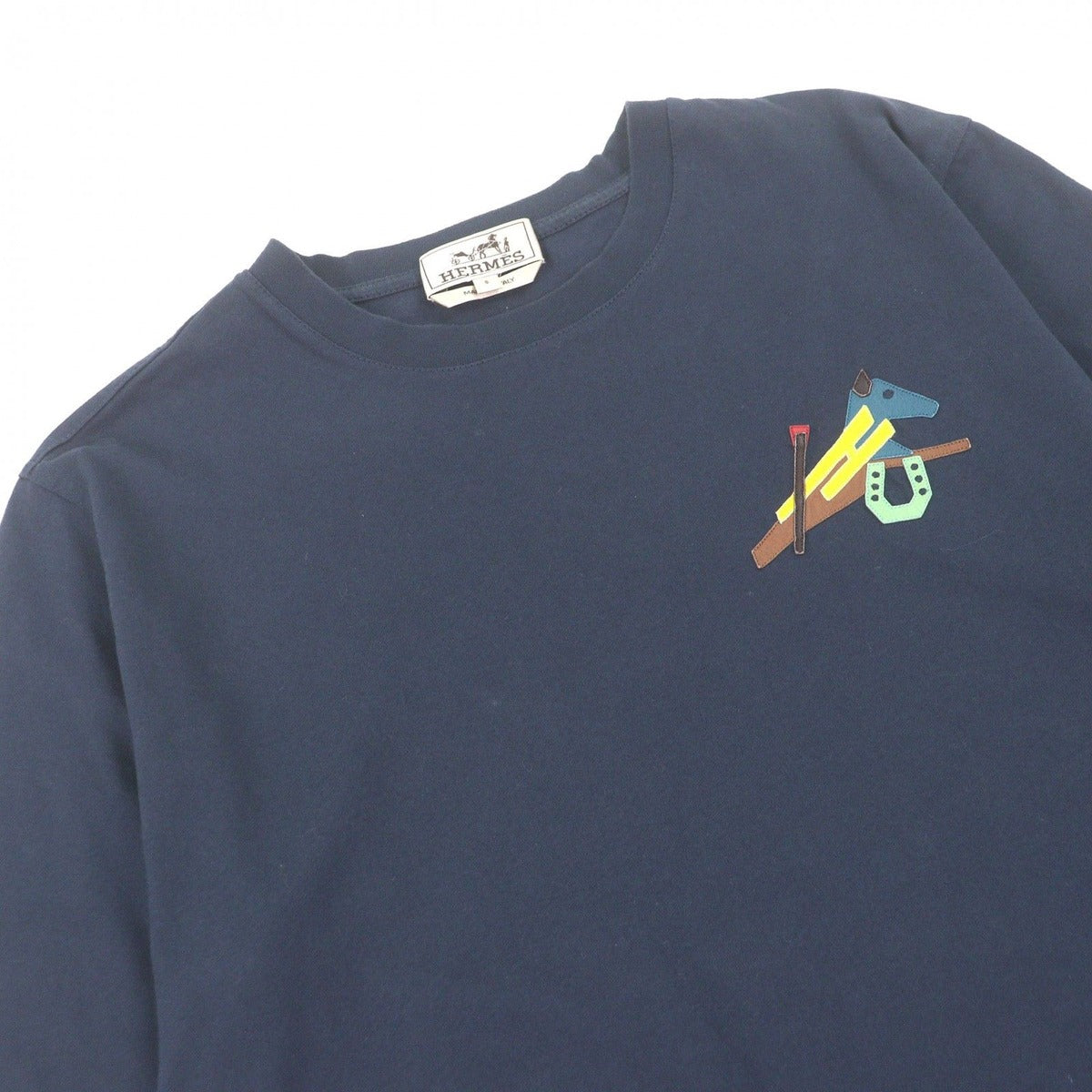 Hermes Cotton Lamb Leather Horse Patch Short Sleeve Shirt — view 2