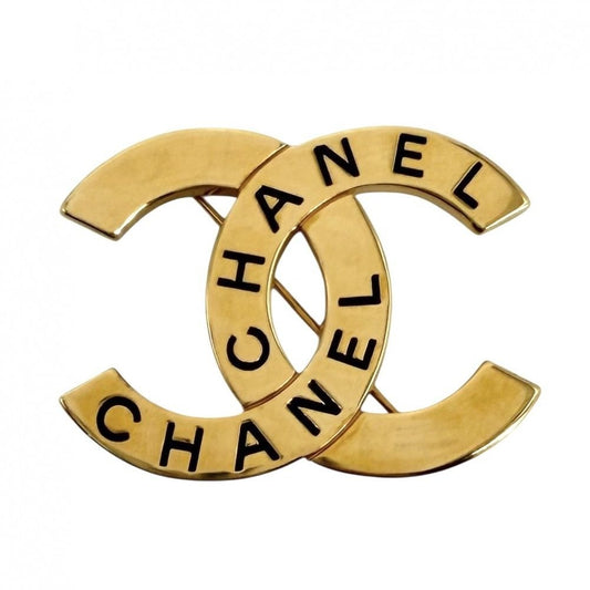 Chanel Brooch Logo CC Vintage Gold Plated