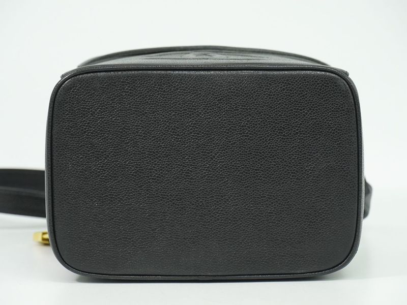 Authentic Chanel Coco Mark 2WAY Vanity Bag Shoulder Bag Handbag Caviar Skin