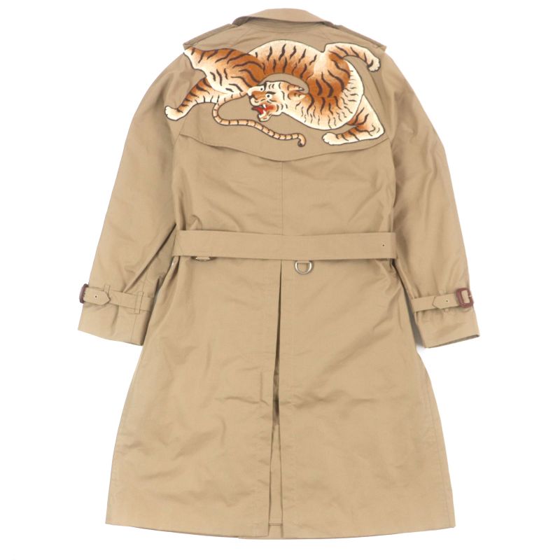 Gucci 452368 Back Taiga Embroidery 100% Silk Lining Logo Buttons Trench Coat