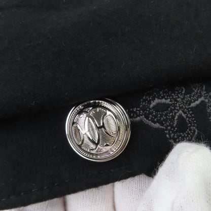 Hermes Cabourg En Finesse 100% Wool Logo Button Logo Patch Casket Black 59 Made