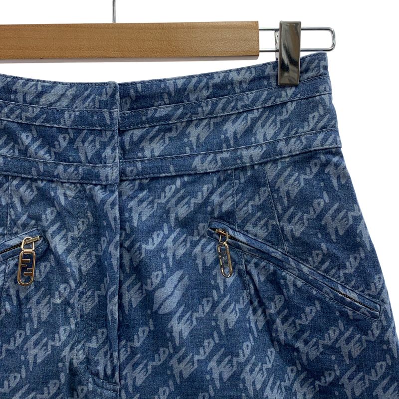 Fendi - Logo Zucca Zip Shorts - 40 - Blue - Women's