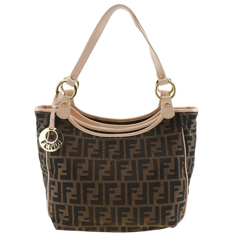 Fendi Zucca Logo Charm 8 Bh156 Canvas Brown Tote Bag