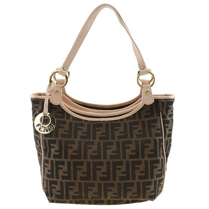 Fendi Zucca Logo Charm 8 Bh156 Canvas Brown Tote Bag