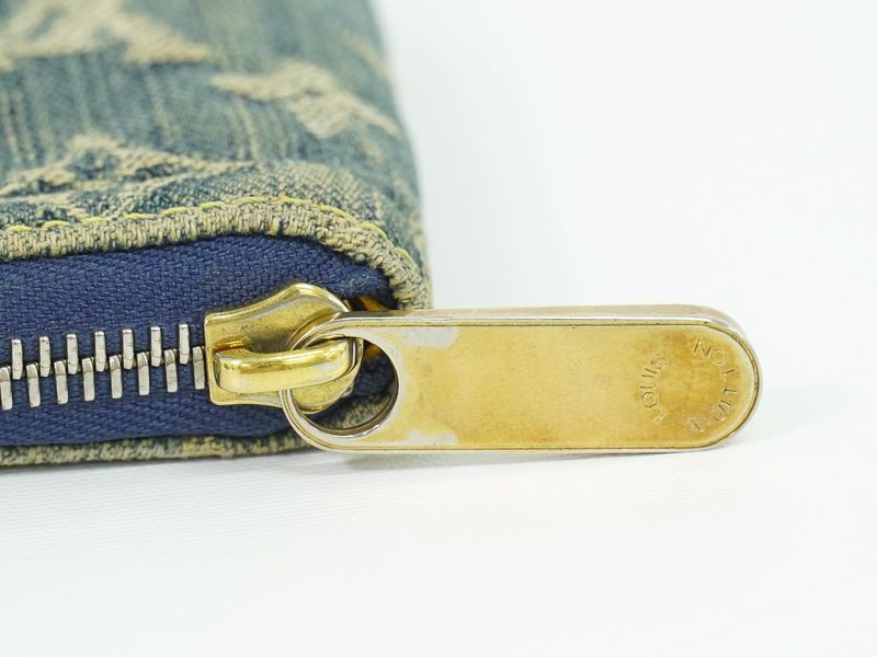 Authentic Louis Vuitton Mini Zippy Wallet Monogram Denim Fold Wallet Compact