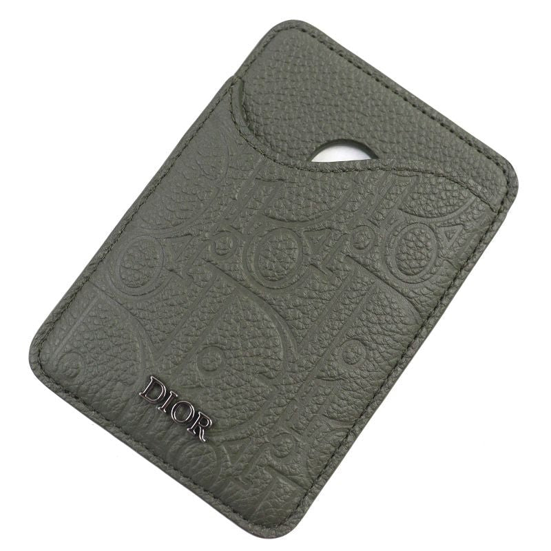 Christian Dior 2 flg Saddle Logo Magnet Gravity Leather Card Holder Case