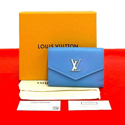 Louis Vuitton Box Portefeuille Lock Mini Leather Trifold Wallet Blue