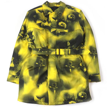 Prada 2022 Sgc091 Re-nylon Triangle Logo Cotton Graphic Padded Coat Yellow XS