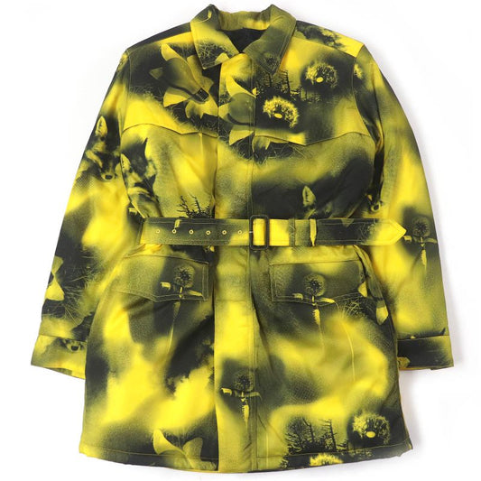 Prada 2022 Sgc091 Re-nylon Triangle Logo Cotton Graphic Padded Coat Yellow XS