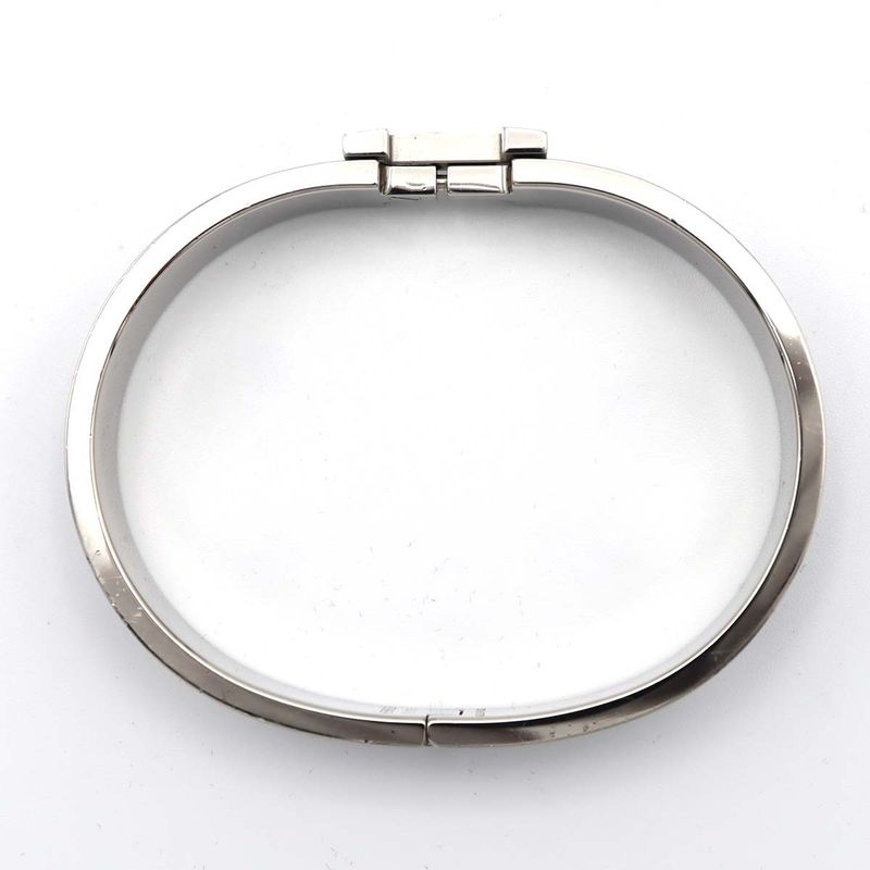 Hermes Click H GM H Logo Bangle Bracelet Silver Color And Black Accessories