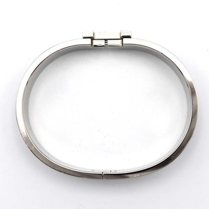 Hermes Click H GM H Logo Bangle Bracelet Silver Color And Black Accessories